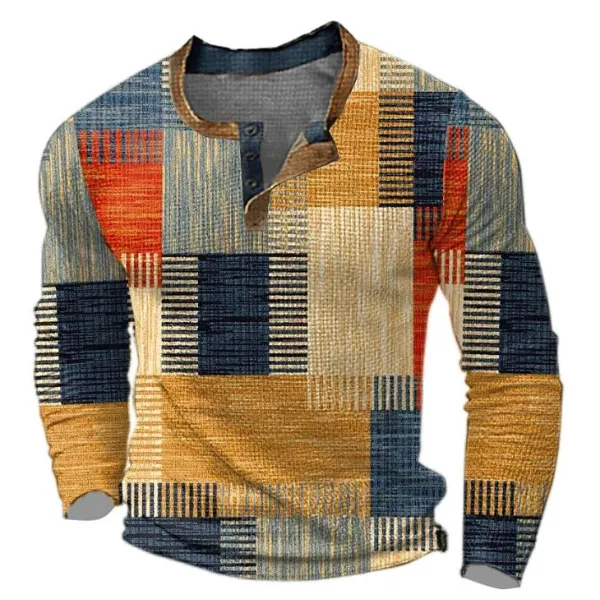 Hugyo | Herren-Hemd mit Knopfleiste und Colour-Block-Textur
