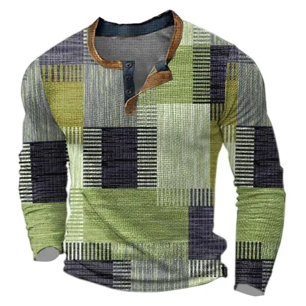 Hugyo | Herren-Hemd mit Knopfleiste und Colour-Block-Textur