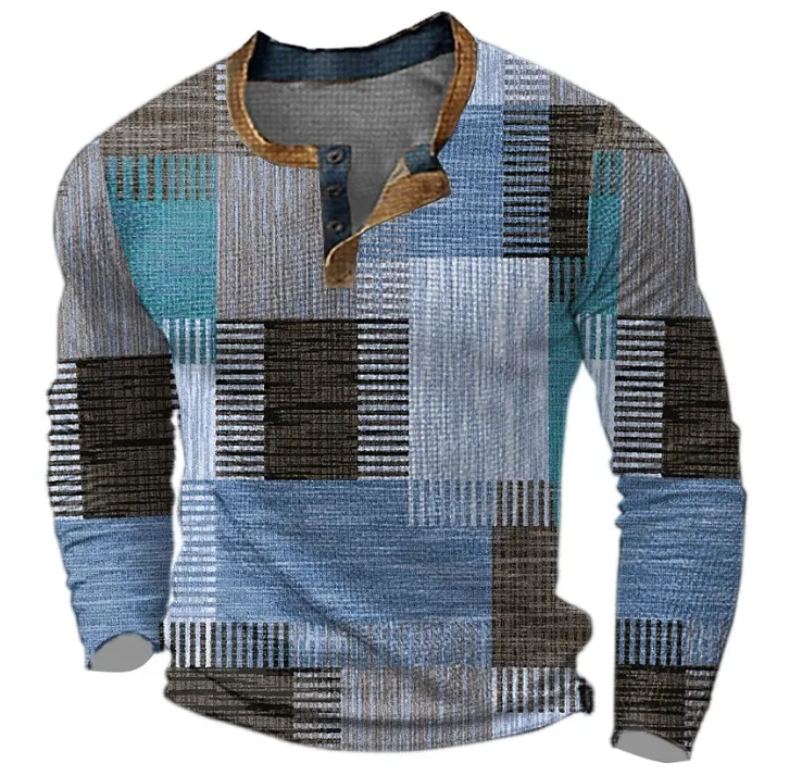 Hugyo | Herren-Hemd mit Knopfleiste und Colour-Block-Textur