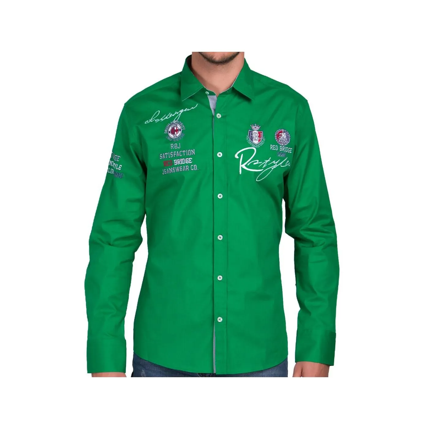 Red Bridge Herren R-Style Design Regular Fit Langarm Hemd grün
