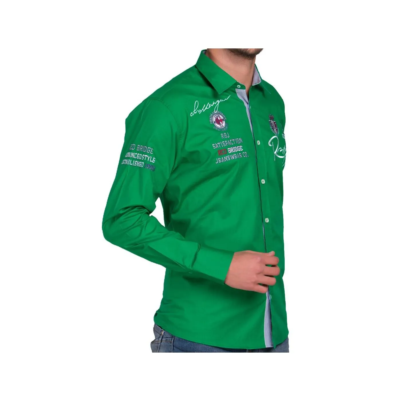 Red Bridge Herren R-Style Design Regular Fit Langarm Hemd grün