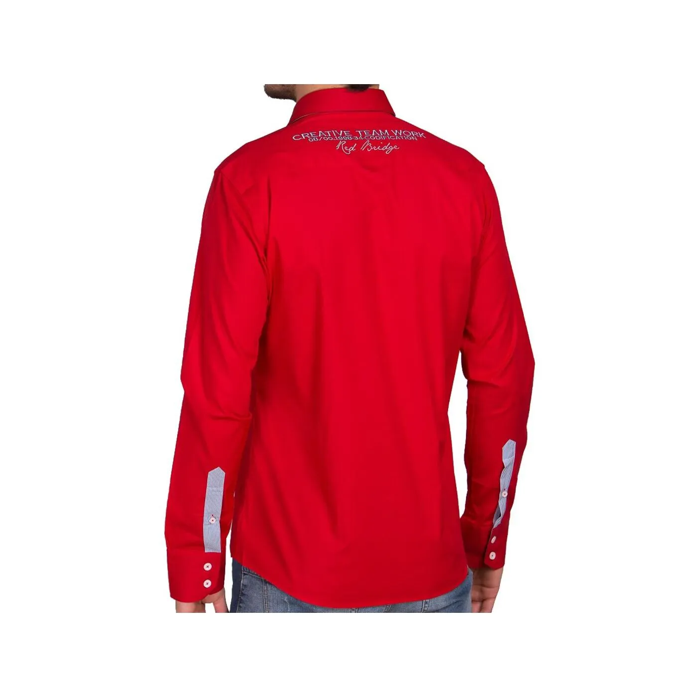 Red Bridge Herren R-Style Design Regular Fit Langarm Hemd Rot