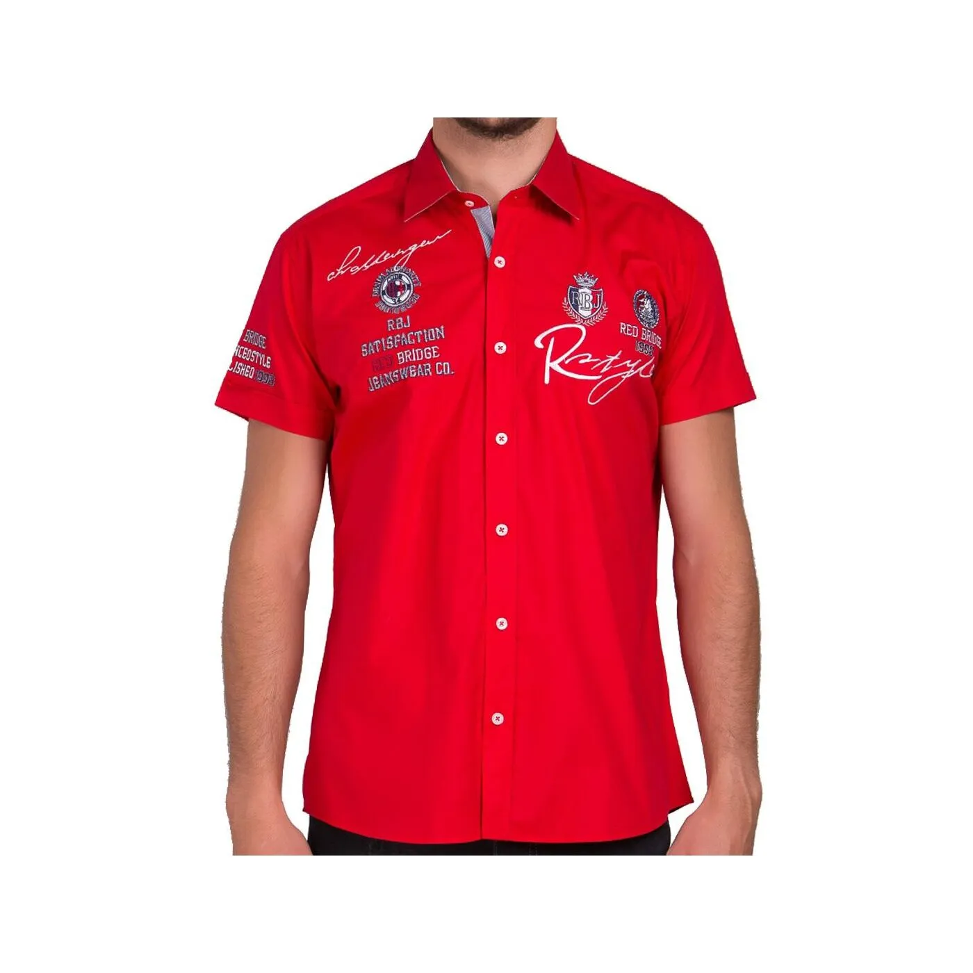 Red Bridge Herren R-Style Design Slim Fit kurzarm Hemd rot