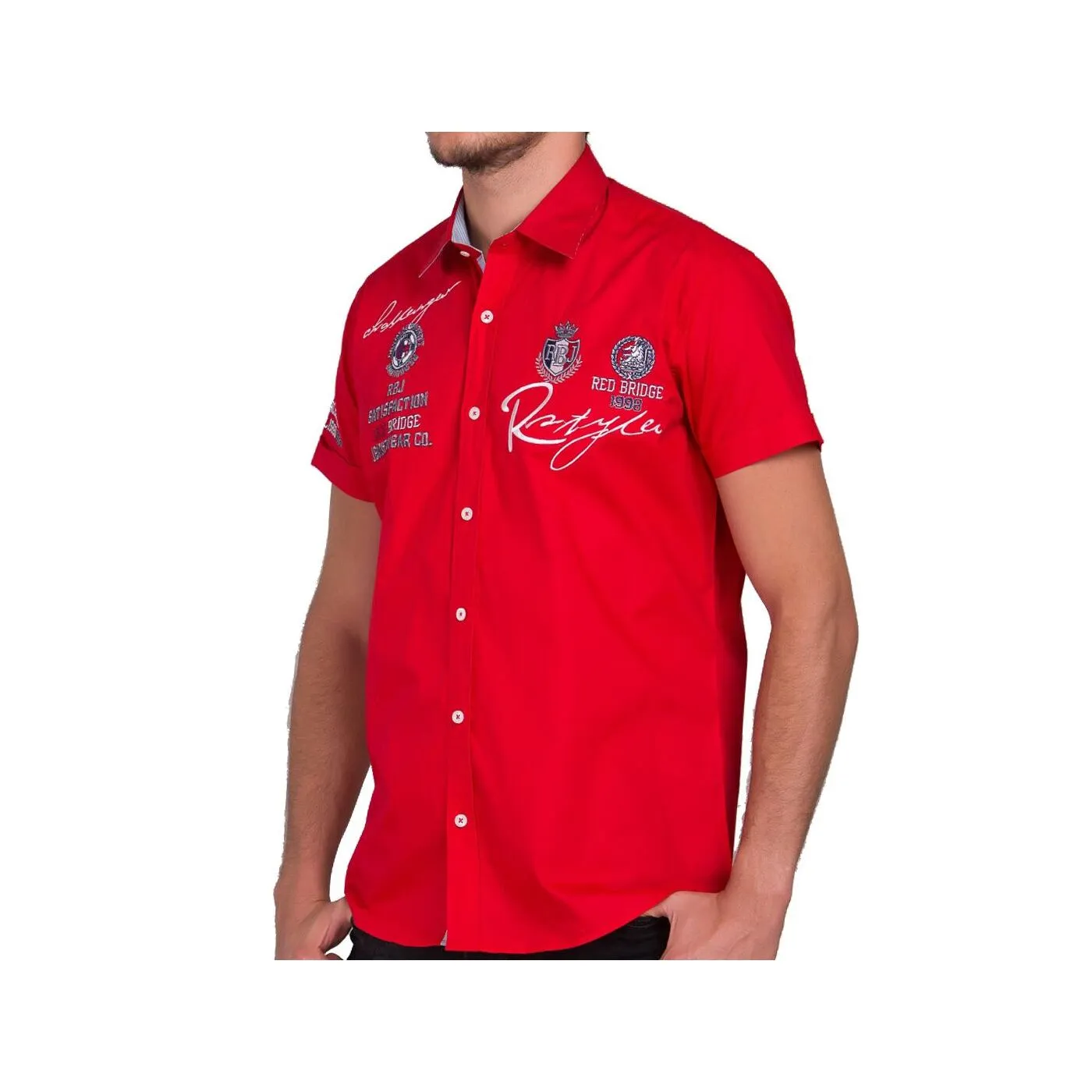 Red Bridge Herren R-Style Design Slim Fit kurzarm Hemd rot