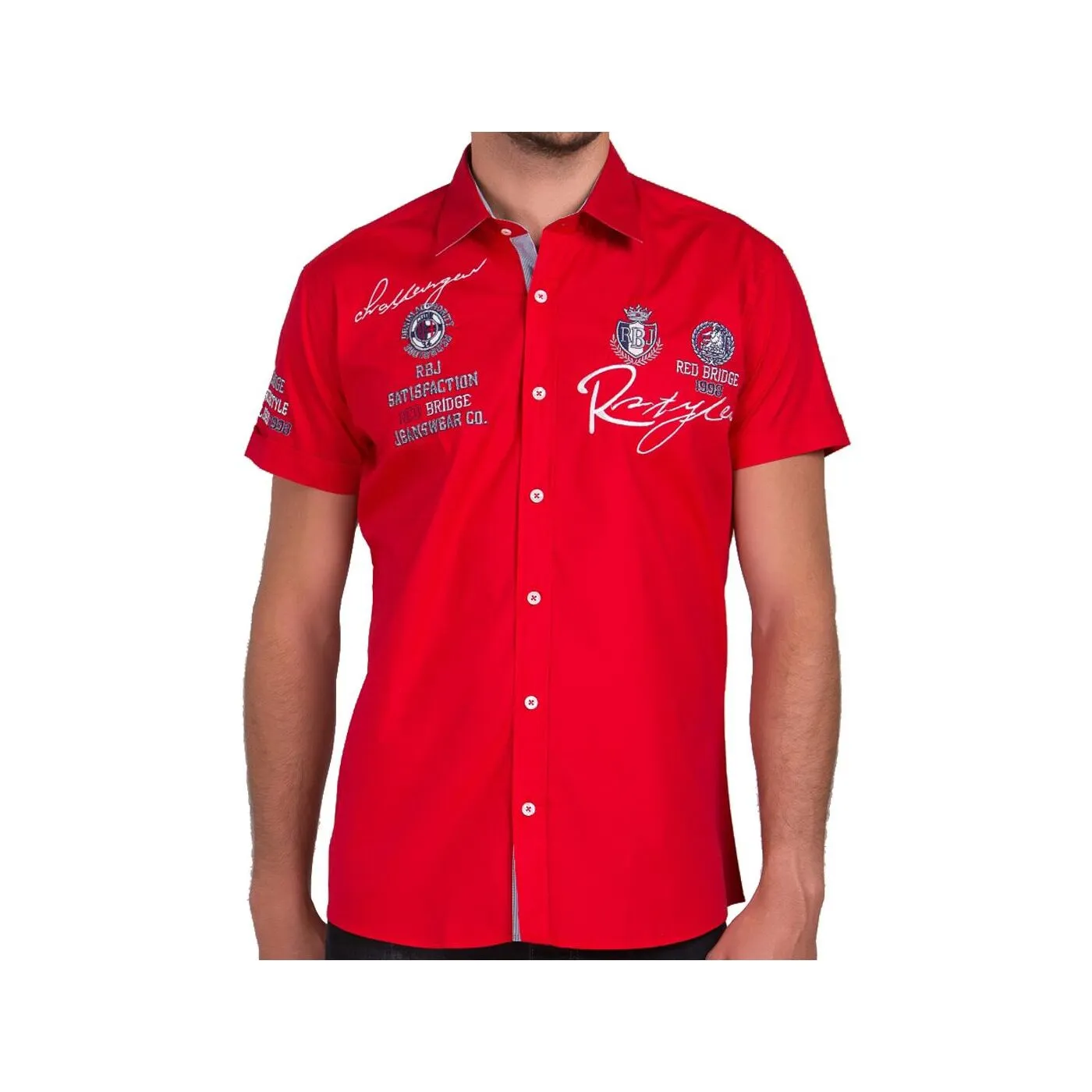 Red Bridge Herren R-Style Design Slim Fit kurzarm Hemd rot